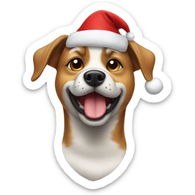 dog wearing a christmas hat sticker