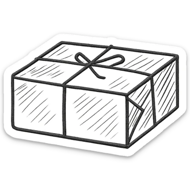icon of a brown paper package, viewed from the side, simple, clean lines, brown color, made of paper sticker
