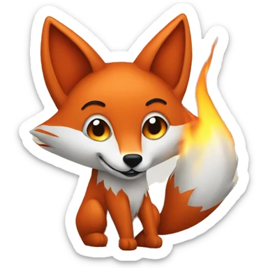 Fox with a tail made of fire sticker
