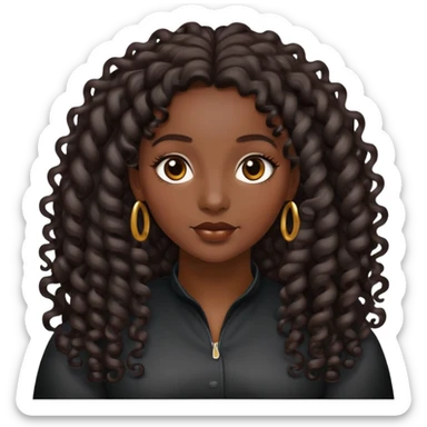 Black woman with long black ringlet curls sticker