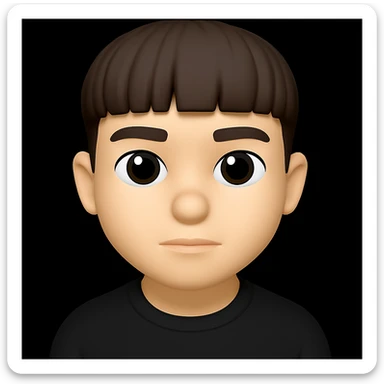 Change the boy's outfit to a black sweater, keeping the 3D emoji style unchanged. The style is microsoft style 3d fluent emojis with concise details. sticker
