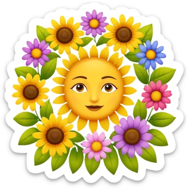 Logo of Madhu Gupta written on the sun surrounded by flowers sticker