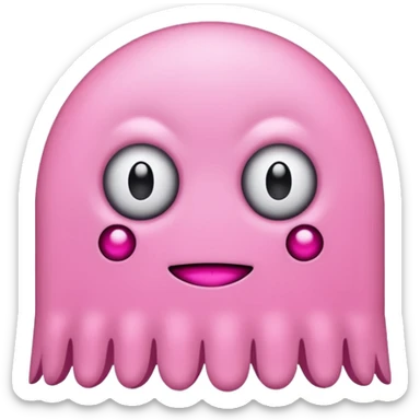 Pink Pacman ghost character with big girl eyelashes sticker
