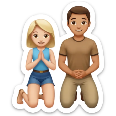 Girl on knees in front of man sticker