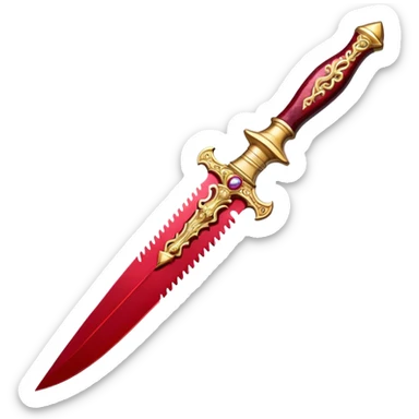 An ornate gilded knife with the blade made of ruby sticker