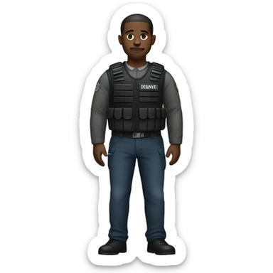 black man standing full body with stab vest  sticker