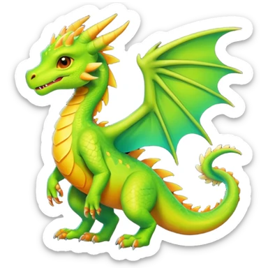 Dark Tropical Mango-Lime Gradient-Skinned Marked Vibrant Vernid-Dutch-Angel-Dragon-creature (full body) sticker