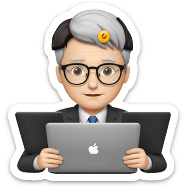 un profesor que este parado con sus lentes y su laptop sticker