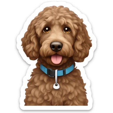 Brown labradoodle with floppy ears skiing sticker