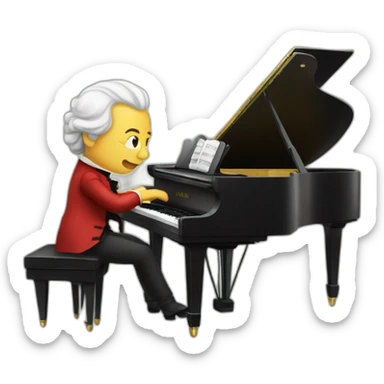 mozart playing piano sticker