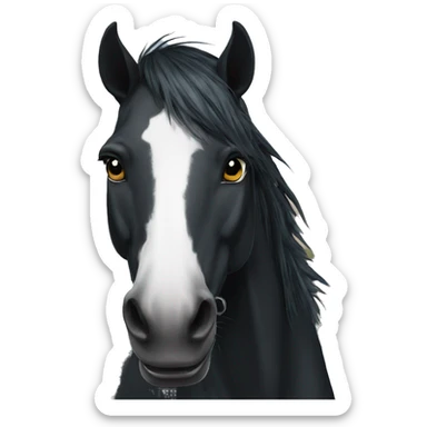 black horse with long wite blaze sticker
