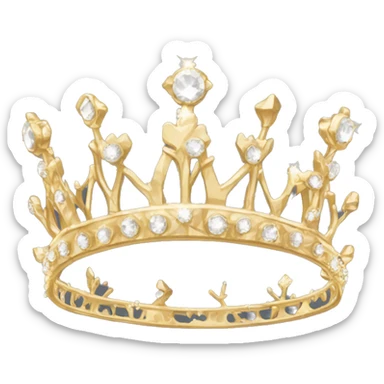 dainty gold crown crystal tiara  adand sticker