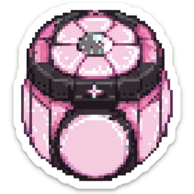 BLACKPINK-inspired gothic object, retro and cute, black and pink palette, pixel art style sticker