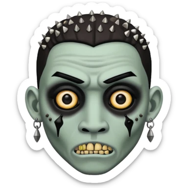 Zumbi man, white, black eye, studded earrings on both ears sticker