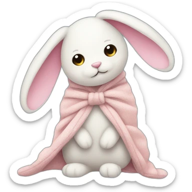 stuffed animal bunny that only has one eye and has a blanket as a tail sticker