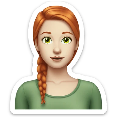 young woman with straight red hair and green eyes and pale skin sticker
