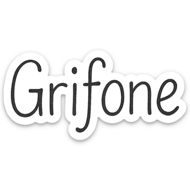 the word 'Grifone' in a playful handwritten style sticker