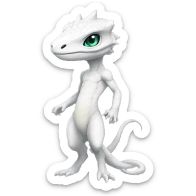 Chibi, White, Anthro-Sona-Lizard-Alien-Fakémon, Full Body sticker