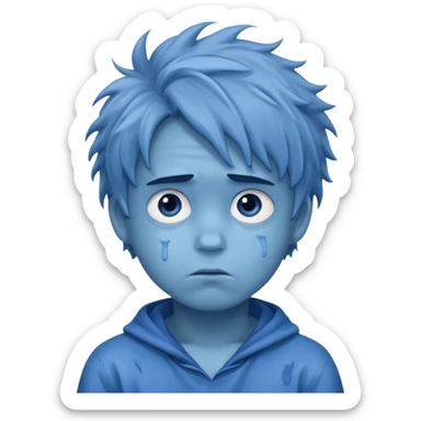 Sad face blue. emoji  boy sticker