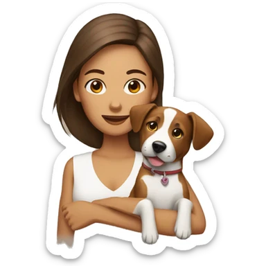 woman with brown and white dog sticker
