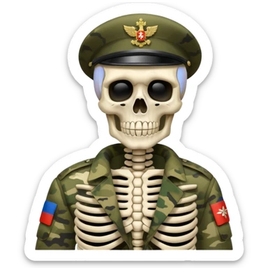 generate a realistic skeleton in Russian military camouflage sticker