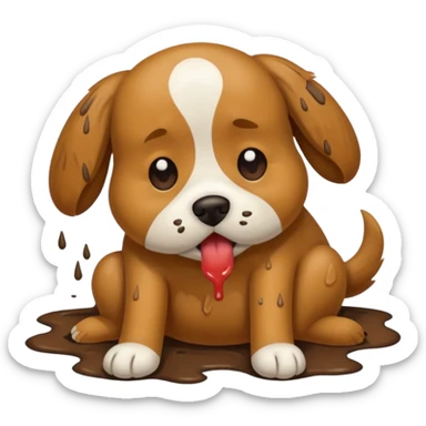 the dog is vomiting on the floor sticker