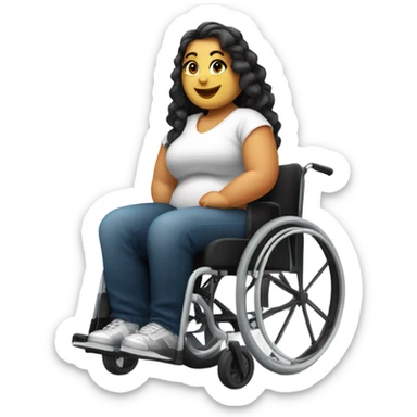 Cool and spunky fat curvy Caucasian girl in wheelchair sticker