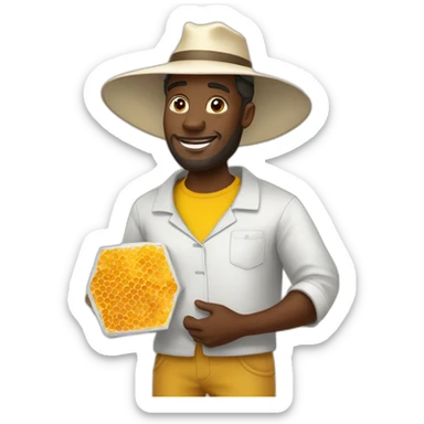 tall Black man as a beekeeper holding honey comb full body sticker
