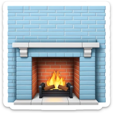 The fireplace is pale blue in color sticker