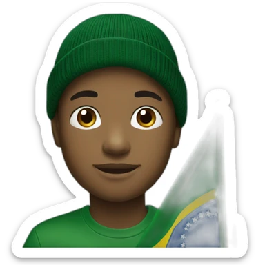 Black boy using lacoste beanie with brazil flag sticker