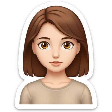 Crea a una chica blanca con cabello marrón y ojos marrones  sticker