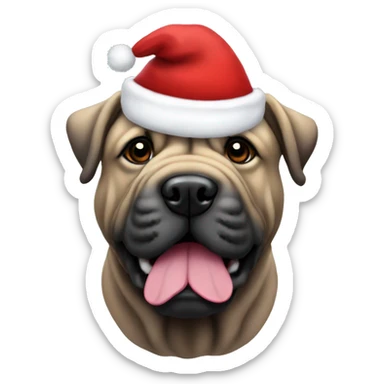 Black shar pei with Santa hat  sticker