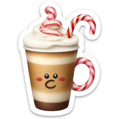 Latte with a candy cane in it sticker