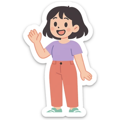 young 20-year-old Japanese girl, pastel toon style sticker
