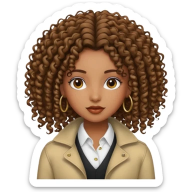 Brown skin girl with curly roots and straight ends sticker