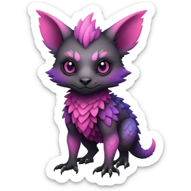 Cool Edgy Black-pink-purple-gradient badass Trico-animal-creature full body sticker