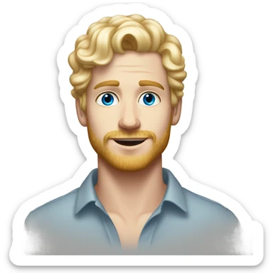 full body light curl blonde 30yo man blue eyed pale skin sticker