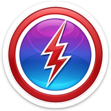 Red and blue lightening in a circle shape with effects like real lightening with purple effects  sticker
