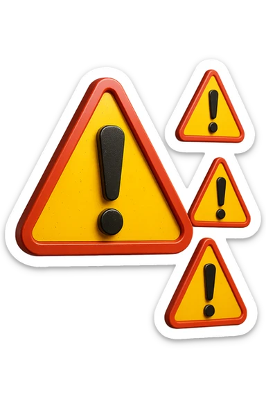 SEGNALI DI PERICOLO CON PUNTO ESCLAMATIVO 3D FLUTTUANO IN ARIA, IPERREALISTICI 4K sticker