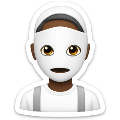 Generate an black emoji of my friend having white full face mask sticker