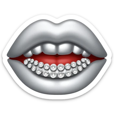 Silver lips with silver rhinestones sticker