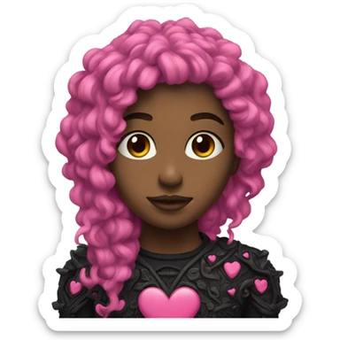 Dark pink heart with black details sticker