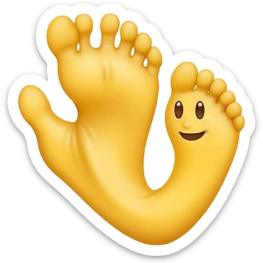 yellow emoji smelling and holding foot sticker