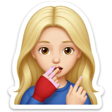 girl biting her fingernail sticker