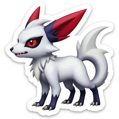 Vampiric feral emo dark Zangoose-Absol-Noibat-Fakémon-hybrid-creature (full body) sticker