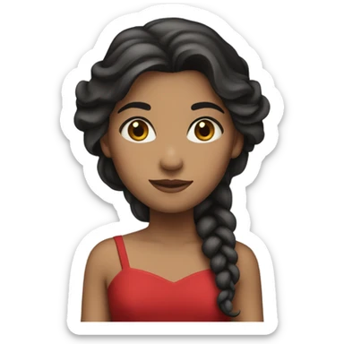 Princess with long dark hair light skin and red dress sticker