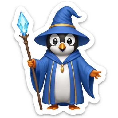 penguin wizard casting a spell sticker
