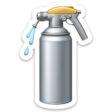 a can of hairspray spraying out sticker