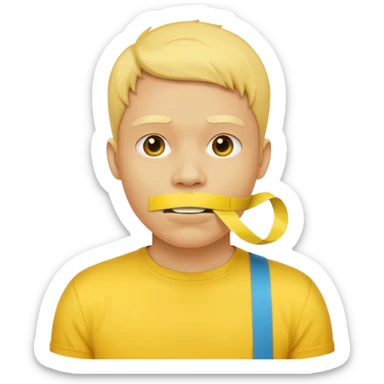 Yellow guy with tape over mouth sticker