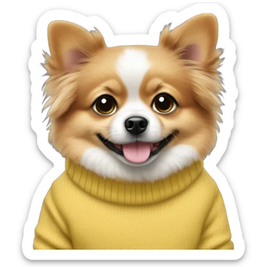 pomchi dog wearing a golfing jumper sticker